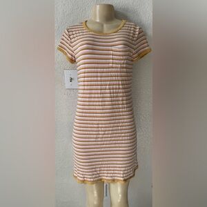 Arizona Jean Company Striped Gold and White Midi Dress sexy y2k